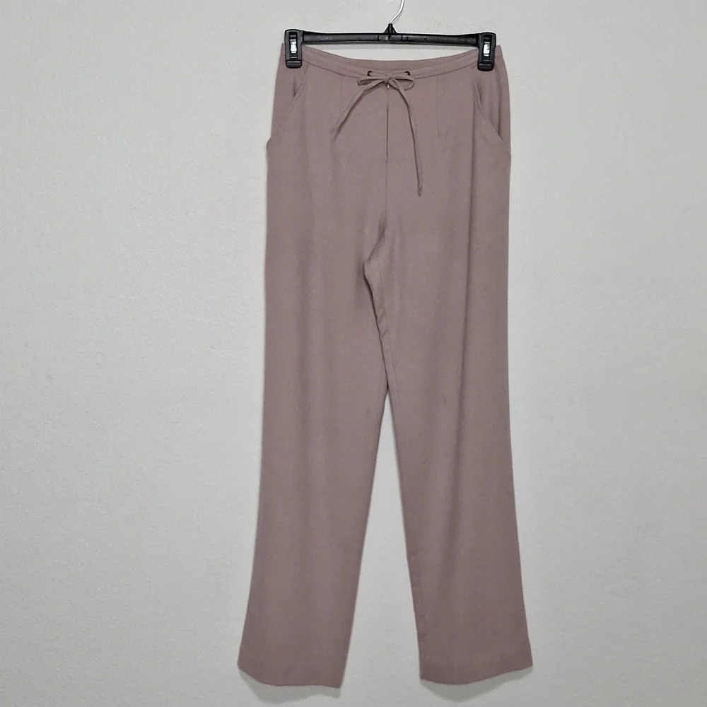 Votre Nom Pink Wool Cashmere Drawstring Preppy Lagenlook Pleated Trousers Sz. 30